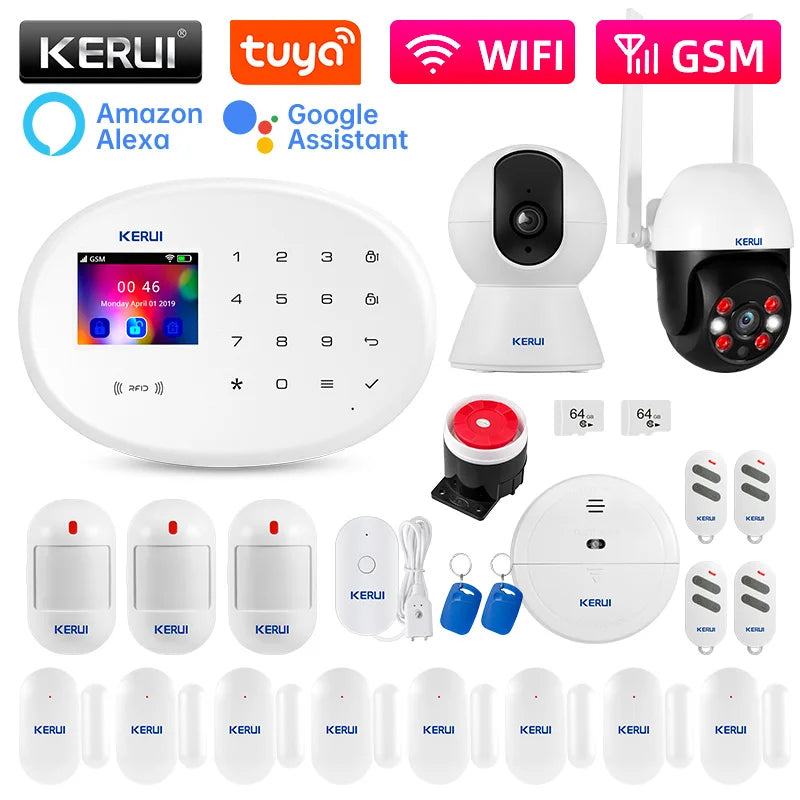 KERUI W202 Home Security Alarm Kit WiFi GSM Alarm System Tuya Smart Home Door Sensor Motion Detector Protection Remote Control - Home Smart Direct