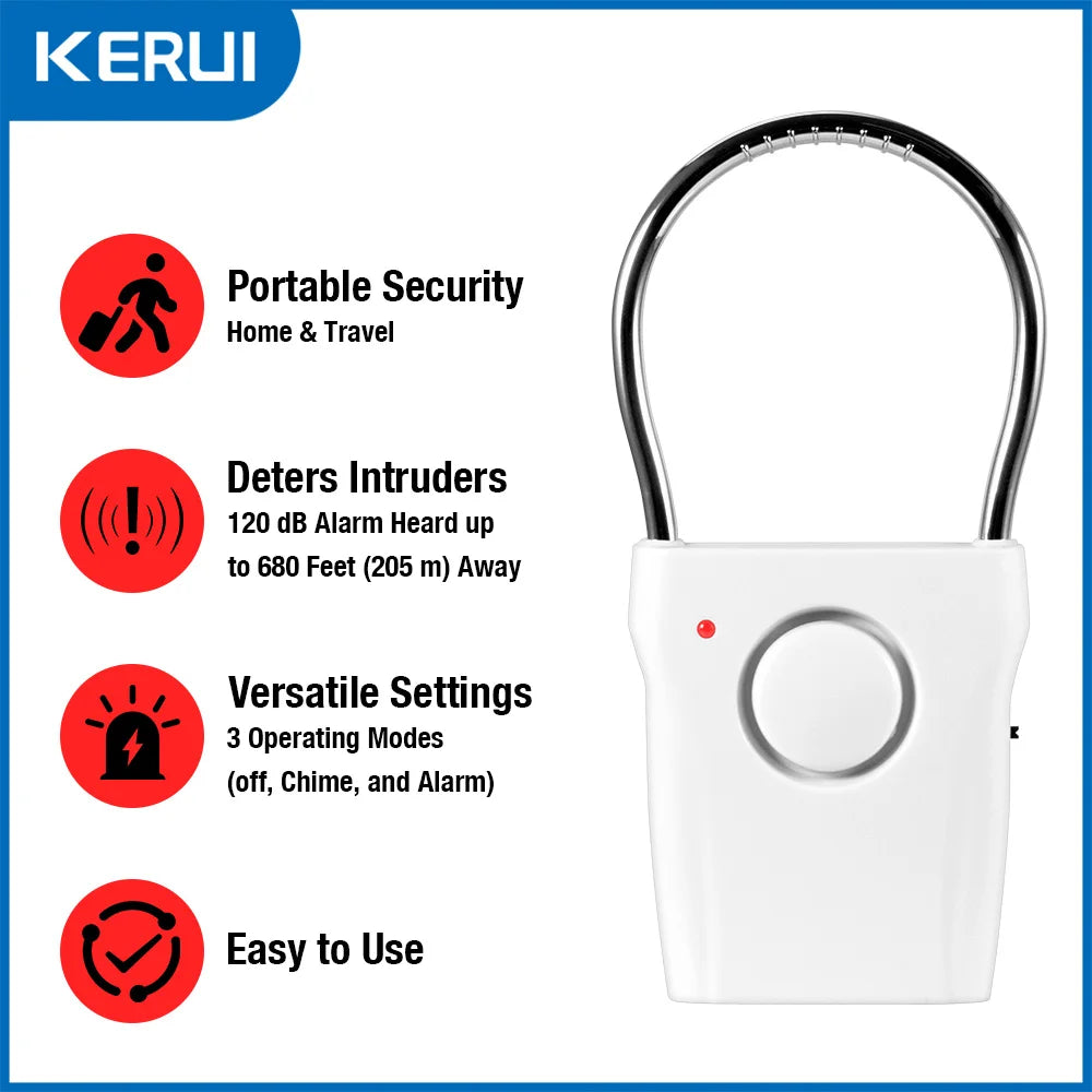 120dB Door Handle Alarm Door Security Alarm with Adjustable Settings Alarm Equipment for Door Window for Travel Hotel Security - Home Smart Direct