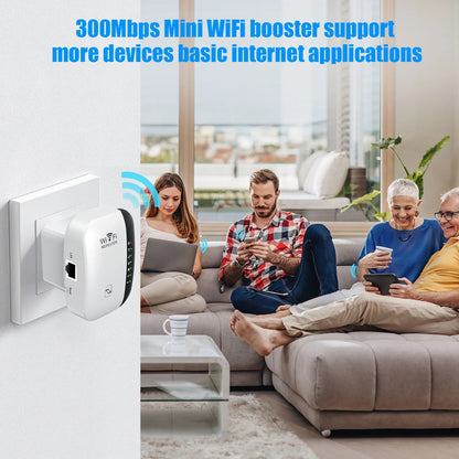 300Mbps WiFi Repeater Wireless Range Extender with 7 LED Indicators for PC