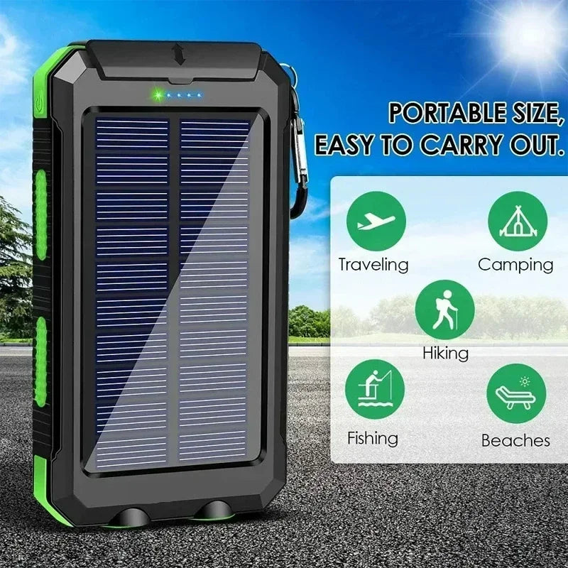 Solar Power Bank Portable Charger with Light for Outdoor Use - Home Smart Direct