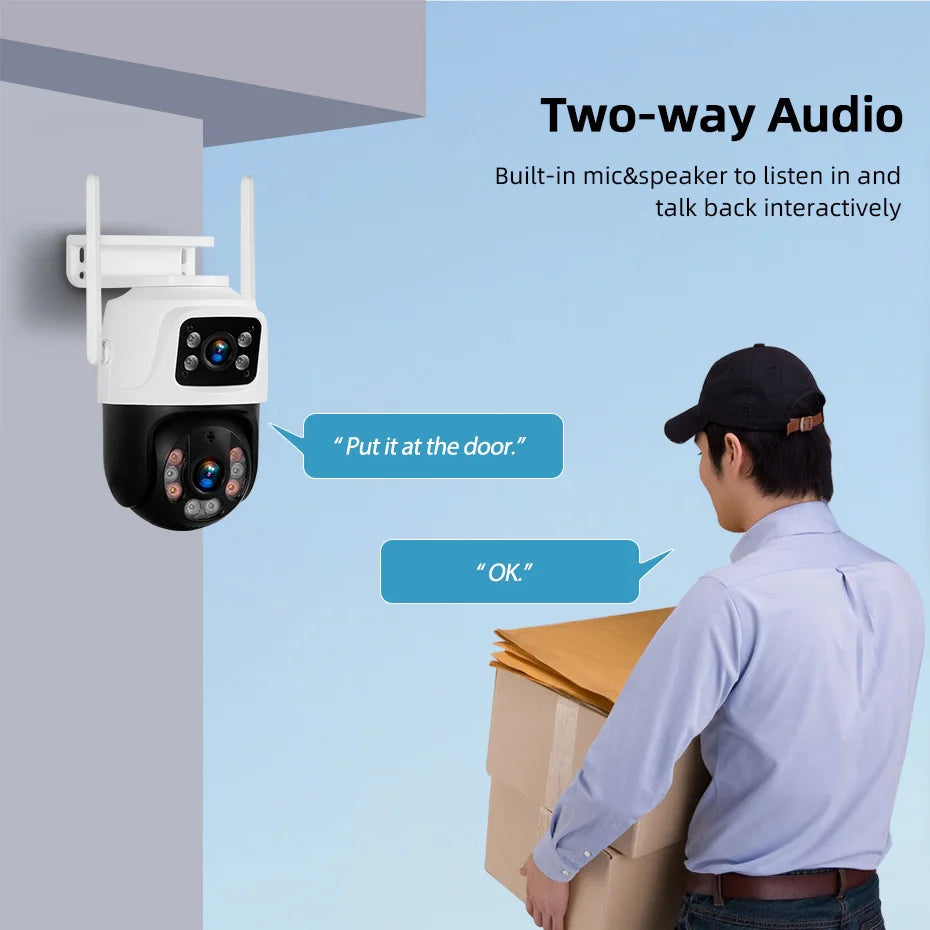 KERUI Outdoor Wireless 6MP Dual Lens WiFi IP Camera Home Security CCTV Video Surveillance Human Detect Dual Screen Icsee - Home Smart Direct
