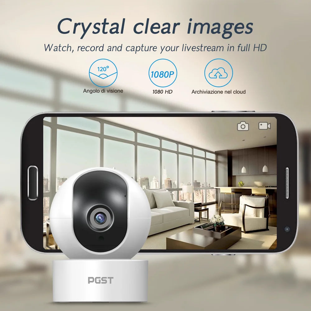 PGST 2MP 1080P Tuya IP WiFi Camera Security Protection Surveillance Camera CCTV Smart Life 2-Way Audio Night Vision Baby Monitor - Home Smart Direct