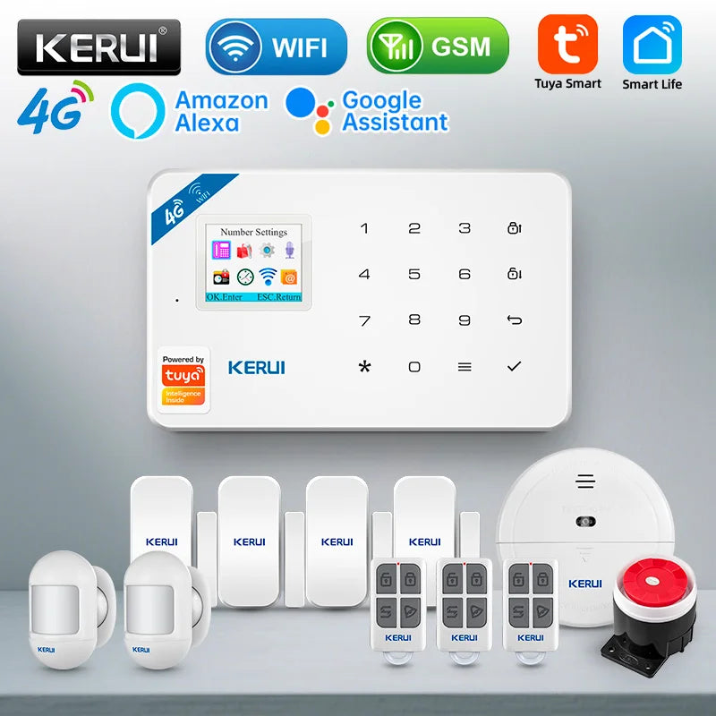 KERUI Smart Home Alarm 4G Window/Door Motion Sensor Siren Security System Kits Tuya Smart APP Control WIFI GSM Anti Theft W184 - Home Smart Direct