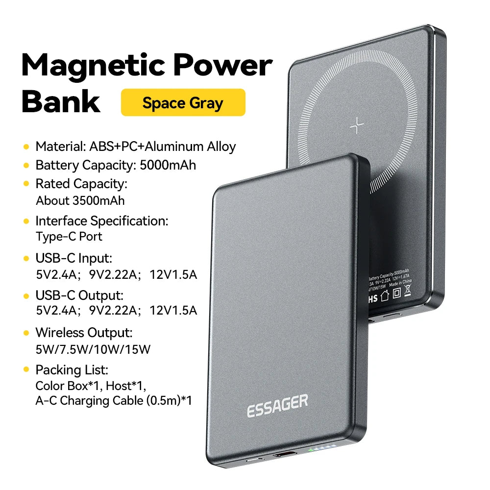 Slim Magnetic Wireless Power Bank Fast Charging Portable Charger - Home Smart Direct