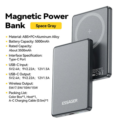 Slim Magnetic Wireless Power Bank Fast Charging Portable Charger - Home Smart Direct