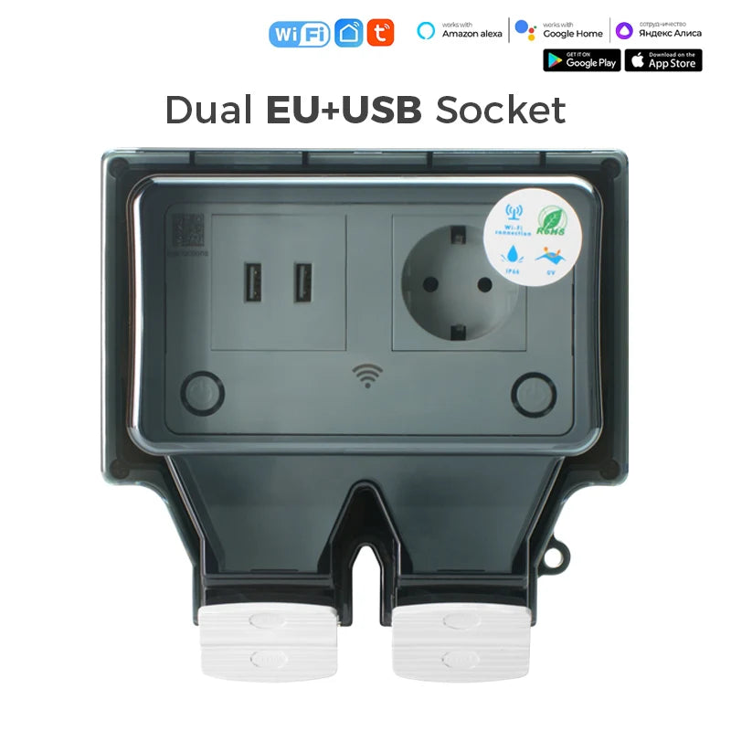 Waterproof Outdoor Smart Socket with Dual USB and App Control - Home Smart Direct