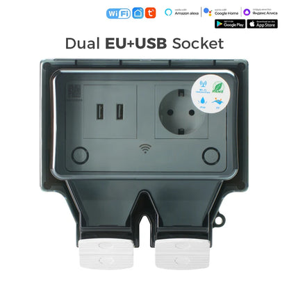 Waterproof Outdoor Smart Socket with Dual USB and App Control - Home Smart Direct