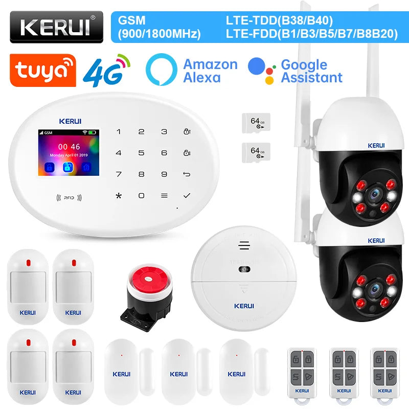 KERUI W204 4G and WIFI Alarm with Home Accessories Motion Sensor Wired Siren Security Alarms System for Home Control Kit - Home Smart Direct