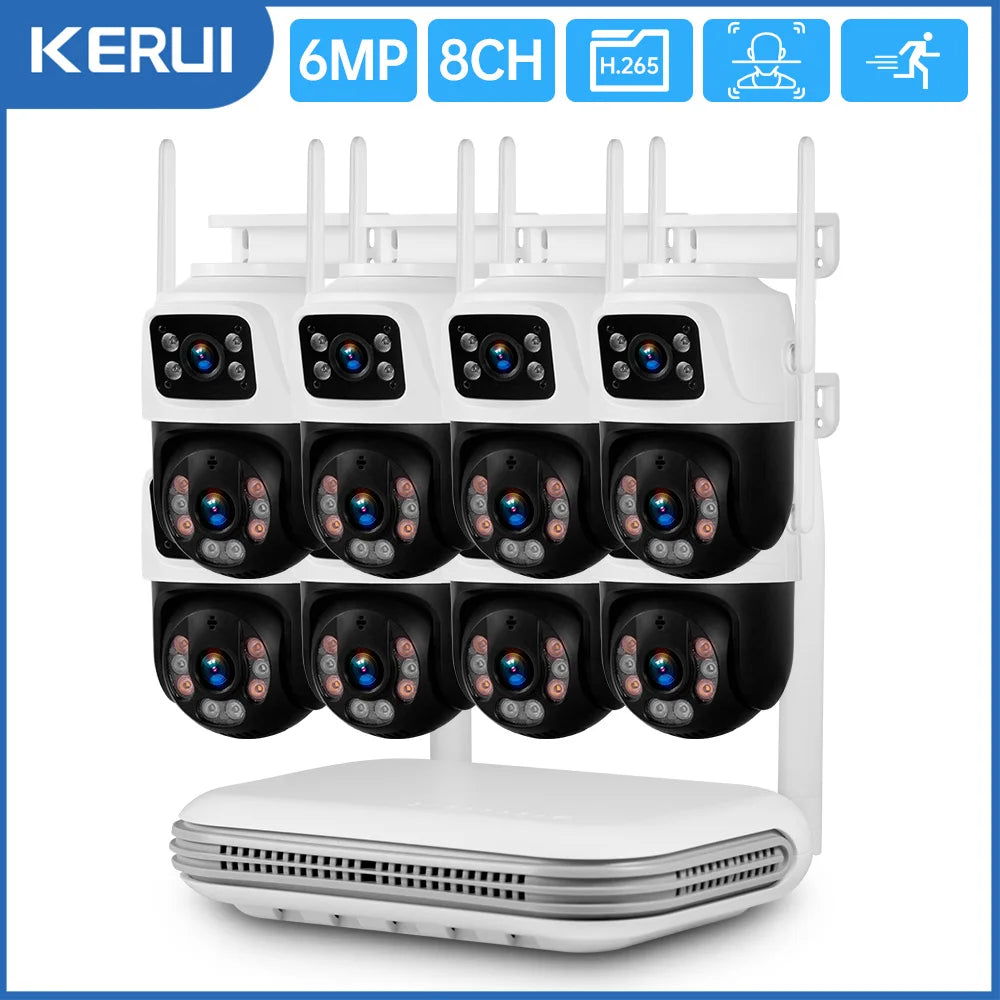 KERUI Waterproof 6MP HD Wireless Dual Lens PTZ WIFI IP Home Security Surveillance Camera System 8CH NVR Video H.265 CCTV Kit - Home Smart Direct