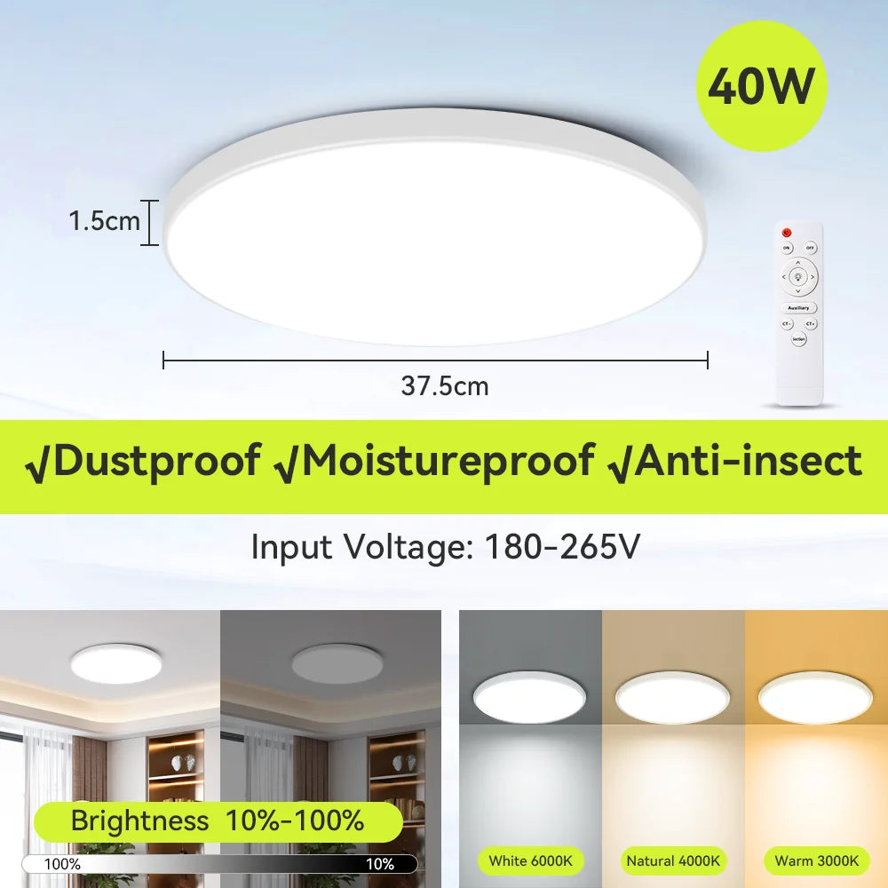 Dimmable LED Flush Mount Ceiling Light with Remote - Home Smart Direct