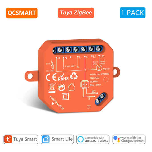 ZigBee Roller Shutter Blinds Curtain Switch Tuya Smart Life Percentage Progress Timer Voice Control Google Assistant Alexa - Home Smart Direct