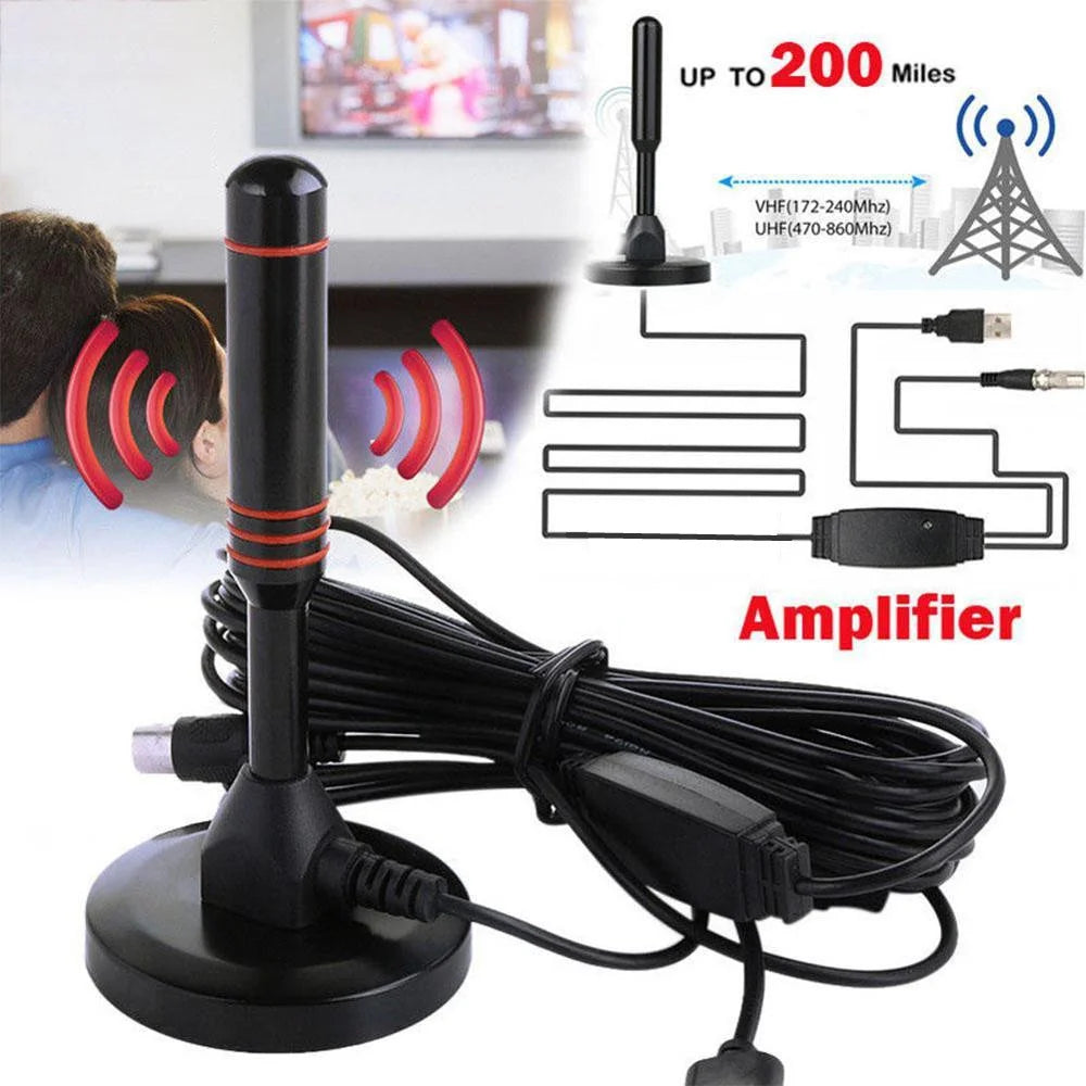 HD Indoor Amplified Digital TV Antenna Ultra HDTV VHF UHF with Amplifier