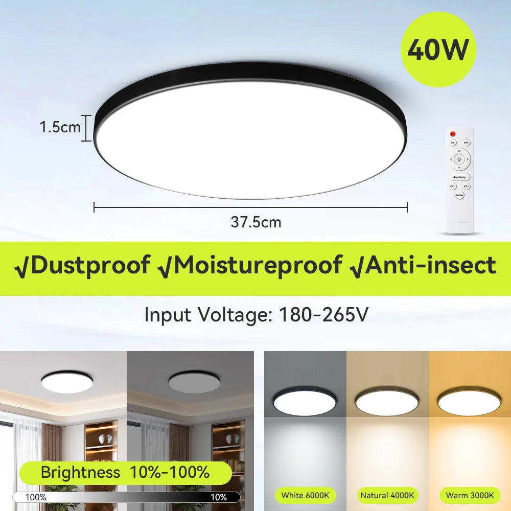 Dimmable LED Flush Mount Ceiling Light with Remote - Home Smart Direct