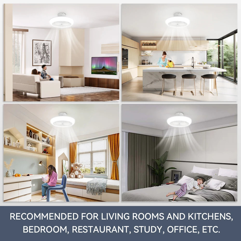 Ceiling Fan with LED Light and Remote Dimmable Three Colors - Home Smart Direct