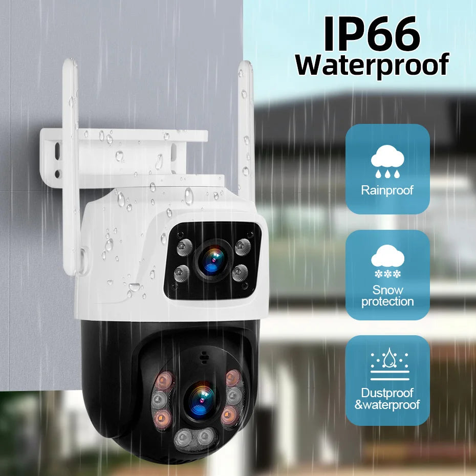 KERUI Outdoor Wireless 6MP Dual Lens WiFi IP Camera Home Security CCTV Video Surveillance Human Detect Dual Screen Icsee - Home Smart Direct