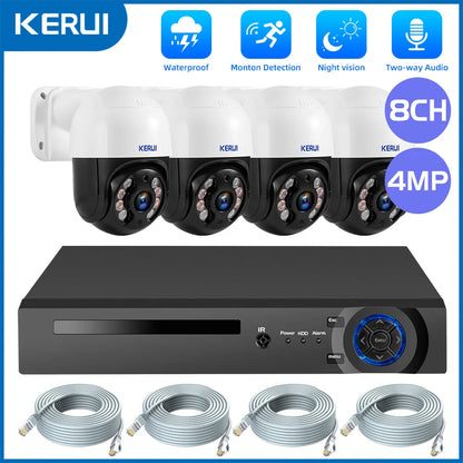 KERUI 2K 4MP HD H.265 Outdoor Camera System Kit POE NVR 8CH Home Security CCTV Audio Surveillance Recorder Night Vision Icsee - Home Smart Direct