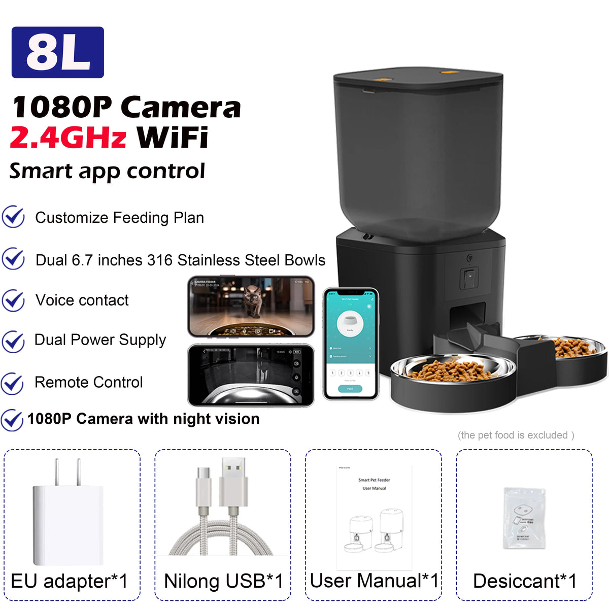 Automatic Cat Feeder with Camera and WiFi App Control