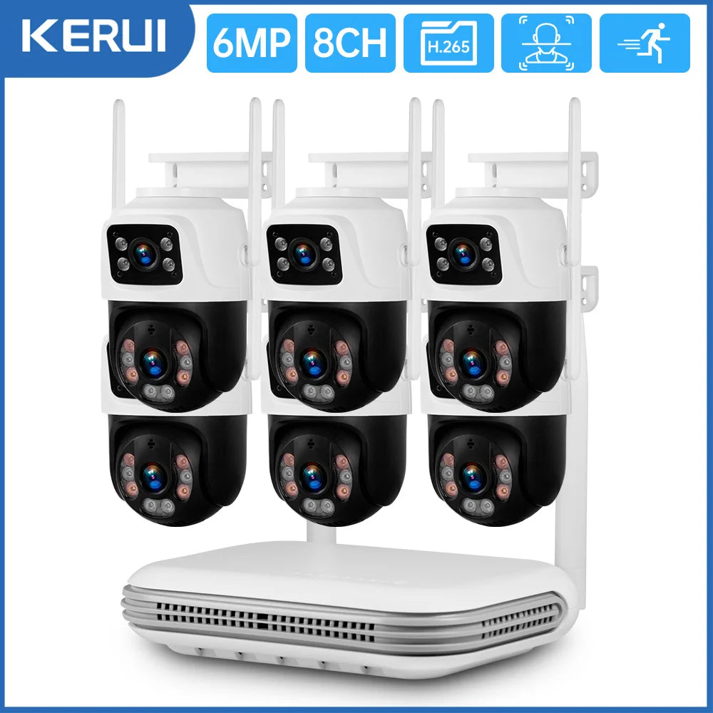 KERUI Waterproof 6MP HD Wireless Dual Lens PTZ WIFI IP Home Security Surveillance Camera System 8CH NVR Video H.265 CCTV Kit - Home Smart Direct