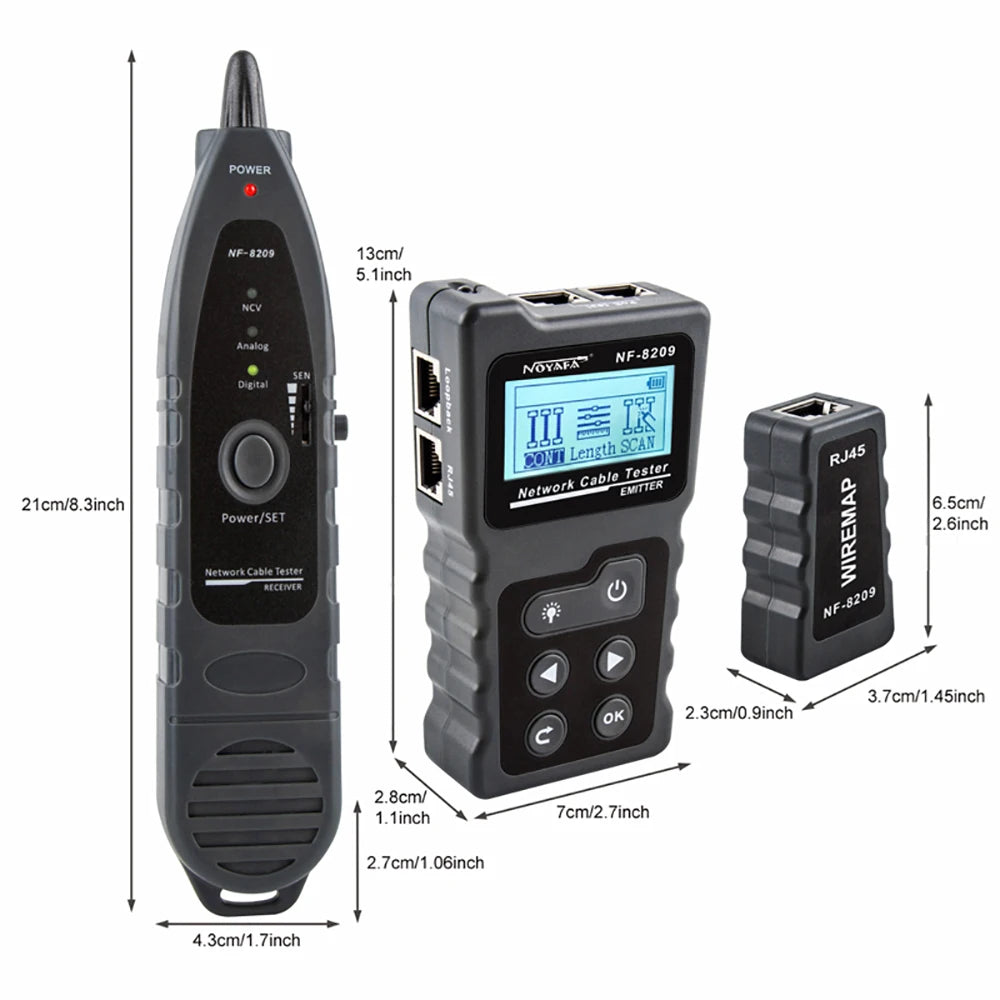 NOYAFA NF-8209 Cable Tester Wire Length Measure LAN POE Checker