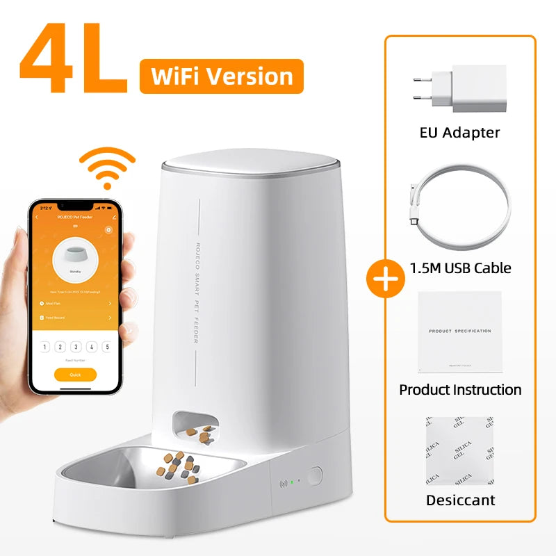 Smart WiFi Cat Feeder with Remote Control Auto Dispenser