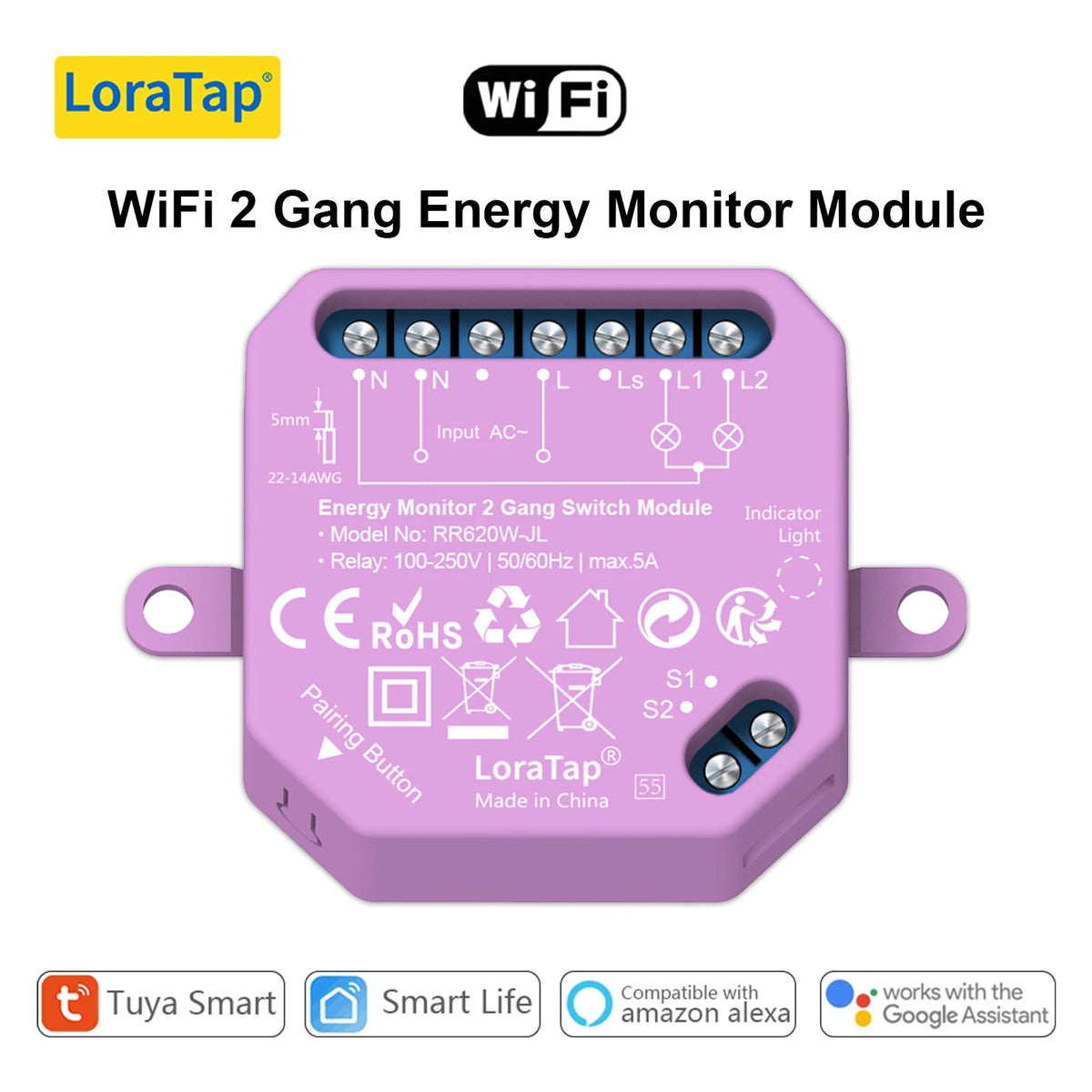 LoraTap Tuya Smart Life ZigBee WiFi Light Switch Module Dimmer Energy Monitor App Remote Control Alexa Google Home Voice Control - Home Smart Direct