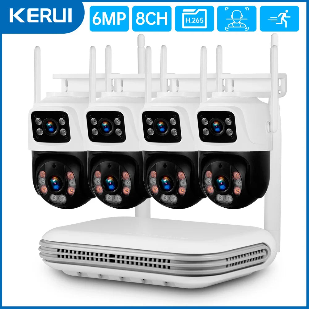 KERUI Waterproof 6MP HD Wireless Dual Lens PTZ WIFI IP Home Security Surveillance Camera System 8CH NVR Video H.265 CCTV Kit - Home Smart Direct