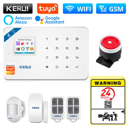 Ship For ES/MX/RU KERUI Alarm System W181 WIFI GSM Alarm Home Kit Tuya Smart APP Motion Sensor Detector Door Sensor Sounder - Home Smart Direct