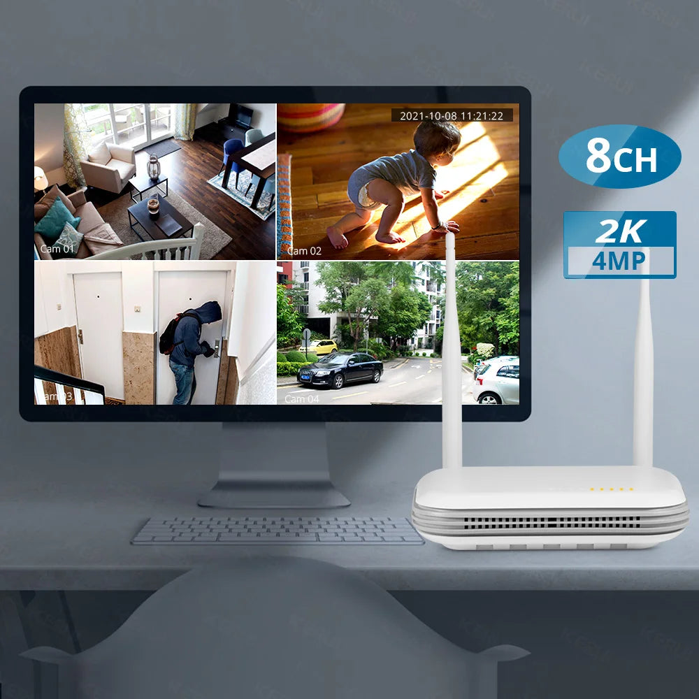 KERUI 2K 4MP Outdoor Full HD Security WIFI IP Camera Icsee 2.5inch HDD Match For Wireless MINI 8CH NVR System Host - Home Smart Direct