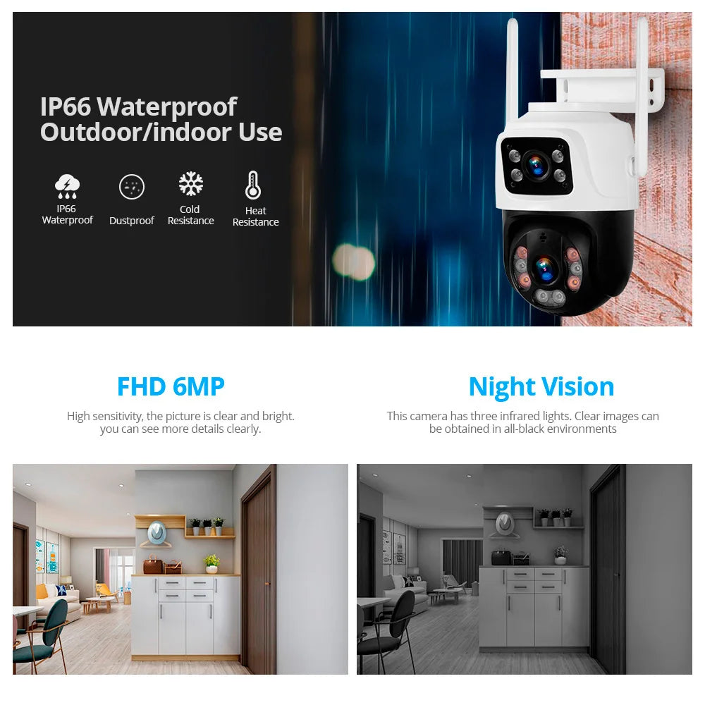 KERUI Waterproof 6MP HD Wireless Dual Lens PTZ WIFI IP Home Security Surveillance Camera System 8CH NVR Video H.265 CCTV Kit - Home Smart Direct