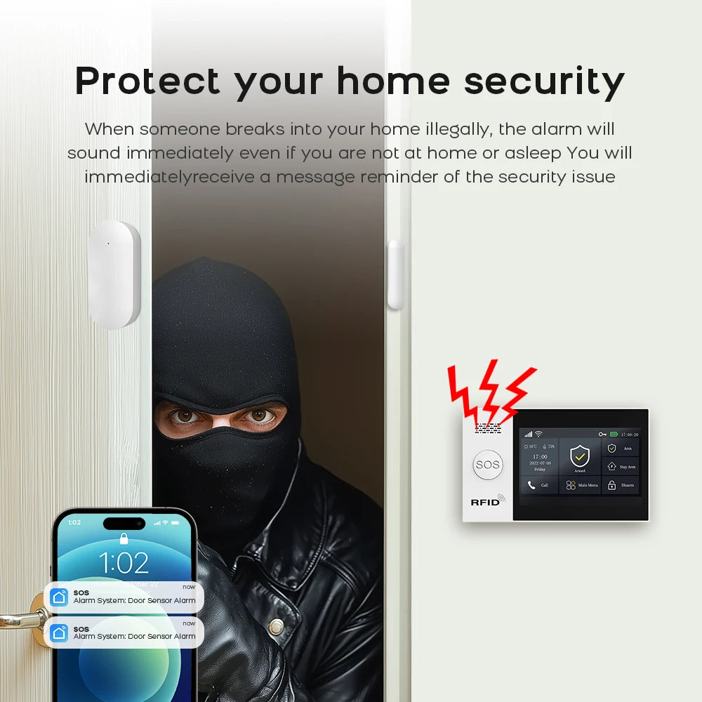 PGST WiFi 4G Tuya Smart Life Home Alarm Security System Kit Alexa Home Automation Alarm Security Protection Door Motion Sensor - Home Smart Direct