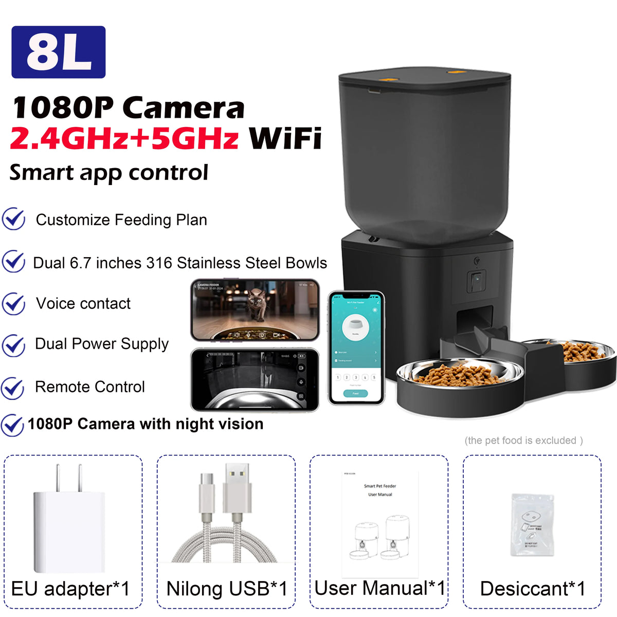 Automatic Cat Feeder with Camera and WiFi App Control