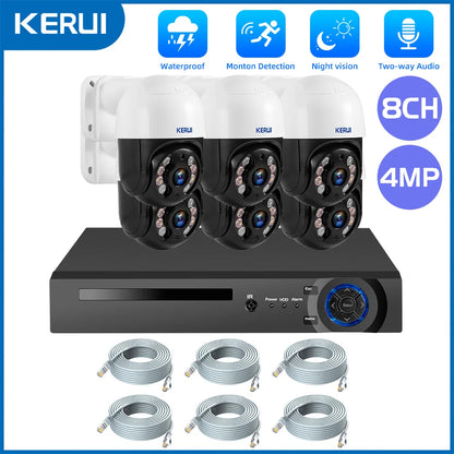 KERUI 2K 4MP HD H.265 Outdoor Camera System Kit POE NVR 8CH Home Security CCTV Audio Surveillance Recorder Night Vision Icsee - Home Smart Direct