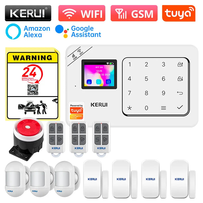 KERUI Home Alarm Kit Wireless WiFi GSM Anti-Theft with Touch Screen Tuya Smart Life App Alarm System for Security Protection - Home Smart Direct