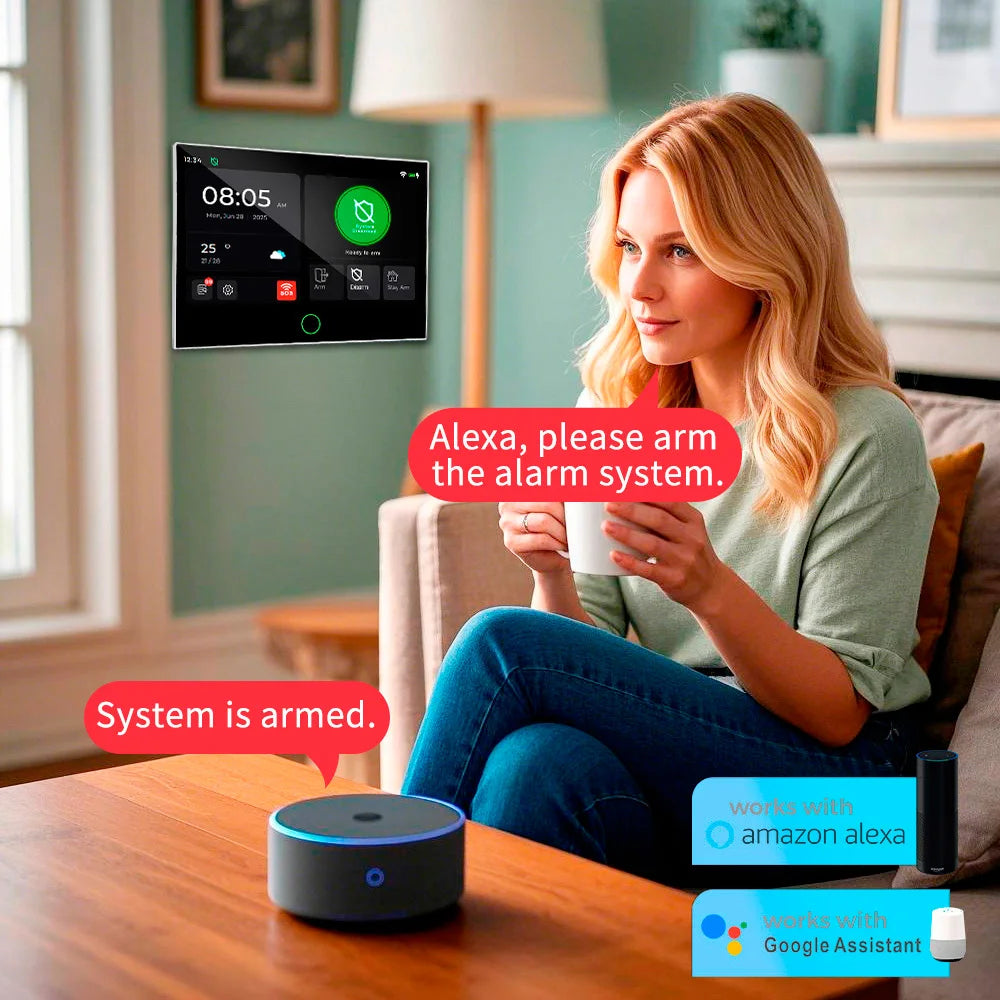 KERUI 4G/WiFi Home Alarm System with 7 Inch Touch Screen Tuya Smart Wireless Home Burglar Alarm with Motion Detector Door Sensor - Home Smart Direct