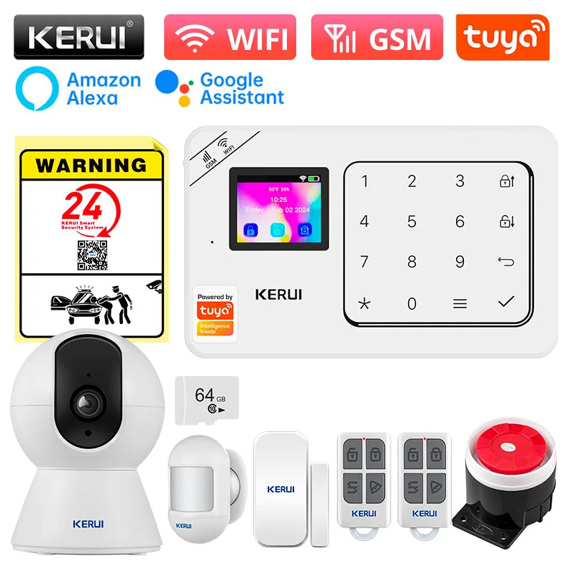 KERUI Home Alarm Kit Wireless WiFi GSM Anti-Theft with Touch Screen Tuya Smart Life App Alarm System for Security Protection - Home Smart Direct