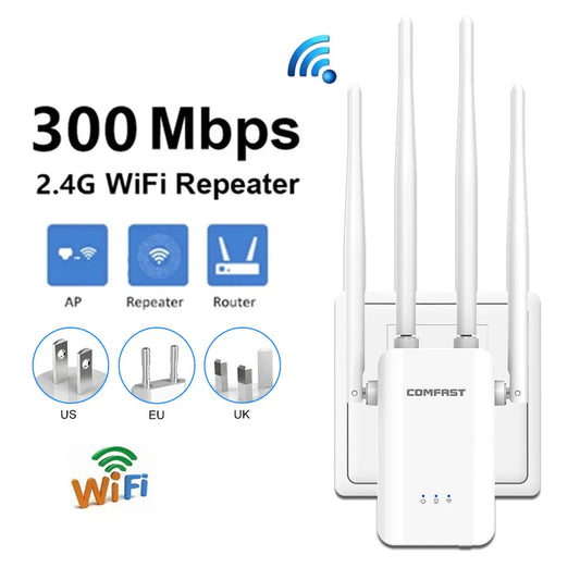 300Mbps WiFi Repeater 802.11b/g/n Long Range Signal Booster