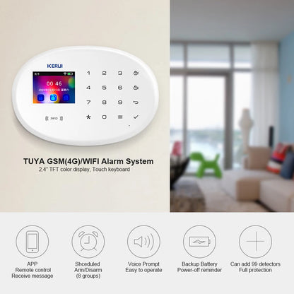 KERUI W202 Tuya Smart WIFI Alarm System Wireless Home Burglar Security Alarm System Control Siren Motion Detector Smoke Sensor - Home Smart Direct