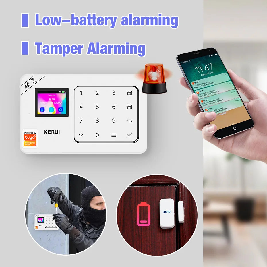 KERUI New W181 Anti-Theft Home Alarm Wireless WiFi GSM Tuya Smart Life App Alarm System for House Security Protection Alexa - Home Smart Direct