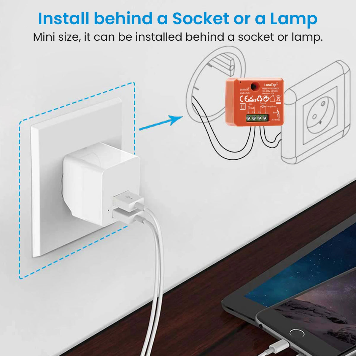 LoraTap Tuya ZigBee 3.0 Smart Life Socket Module Wireless Remote Control, Work with Echo Alexa Google Home Voice Assistant DIY - Home Smart Direct
