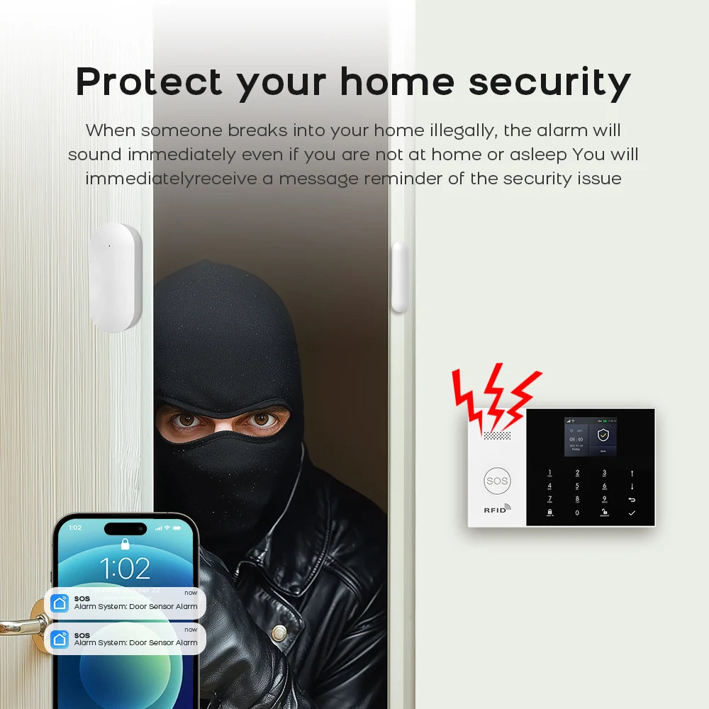 PGST 4G WiFi Smart Life Alarm Security System Kit Set Tuya Alexa Home Automation Alarm Security Protection Door Motion Detector - Home Smart Direct