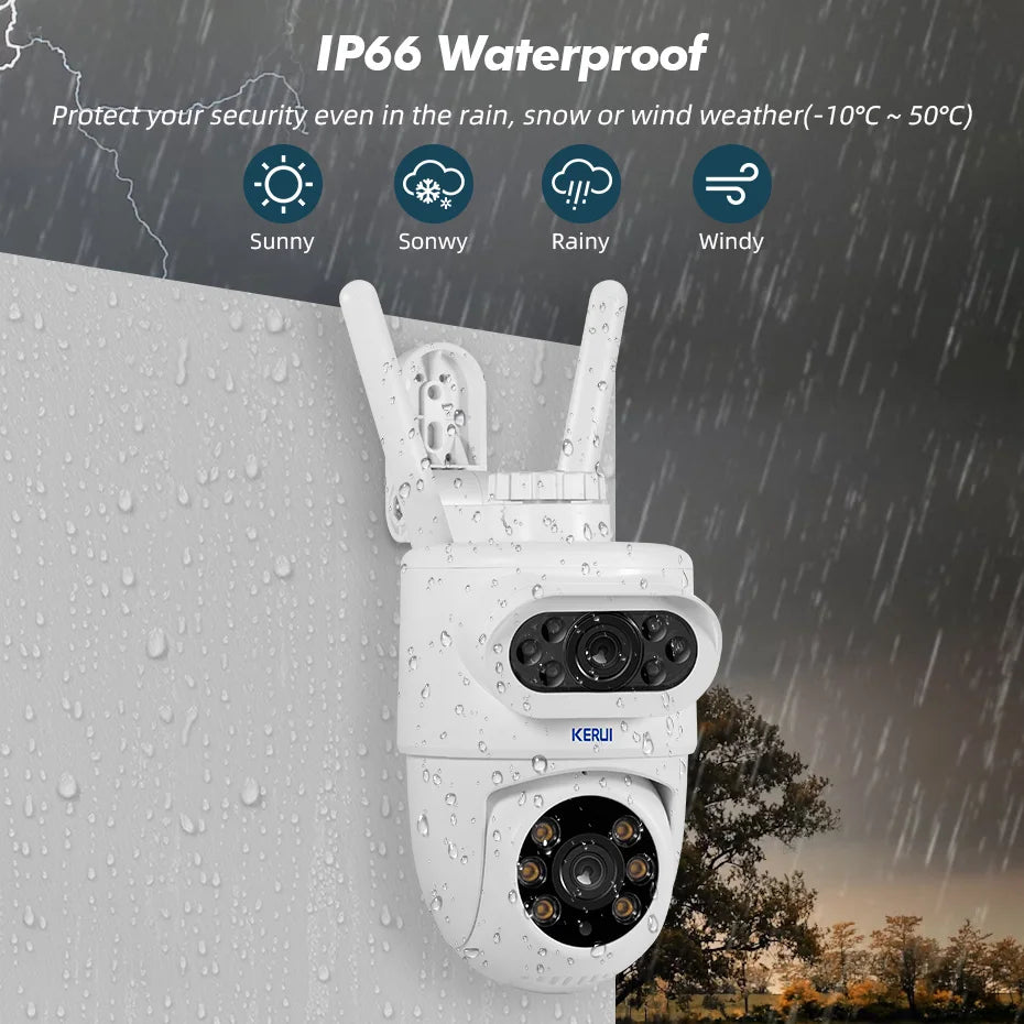 KERUI 10MP 5K PTZ IP Camera for Outside Tuya Smart 5K Dual Lens Outdoor Camera Security Night Vision Waterproof Motion Detection - Home Smart Direct