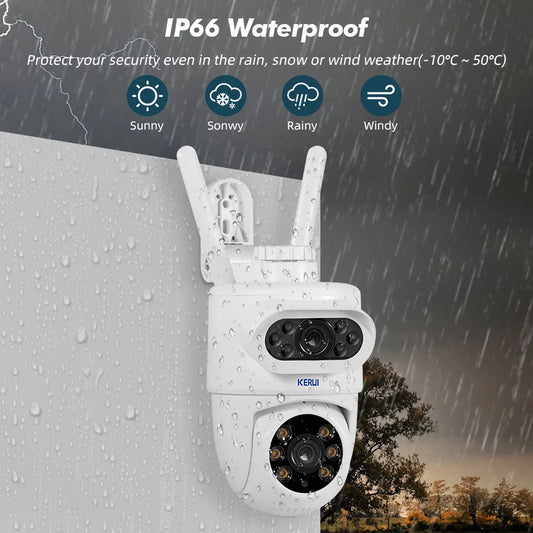 KERUI 10MP 5K PTZ IP Camera for Outside Tuya Smart 5K Dual Lens Outdoor Camera Security Night Vision Waterproof Motion Detection - Home Smart Direct
