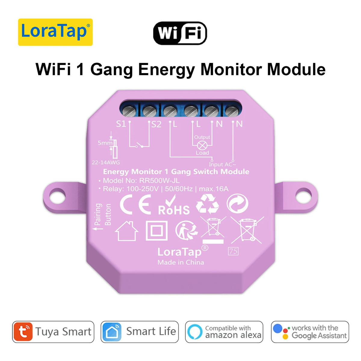 LoraTap Tuya Smart Life ZigBee WiFi Light Switch Module Dimmer Energy Monitor App Remote Control Alexa Google Home Voice Control - Home Smart Direct