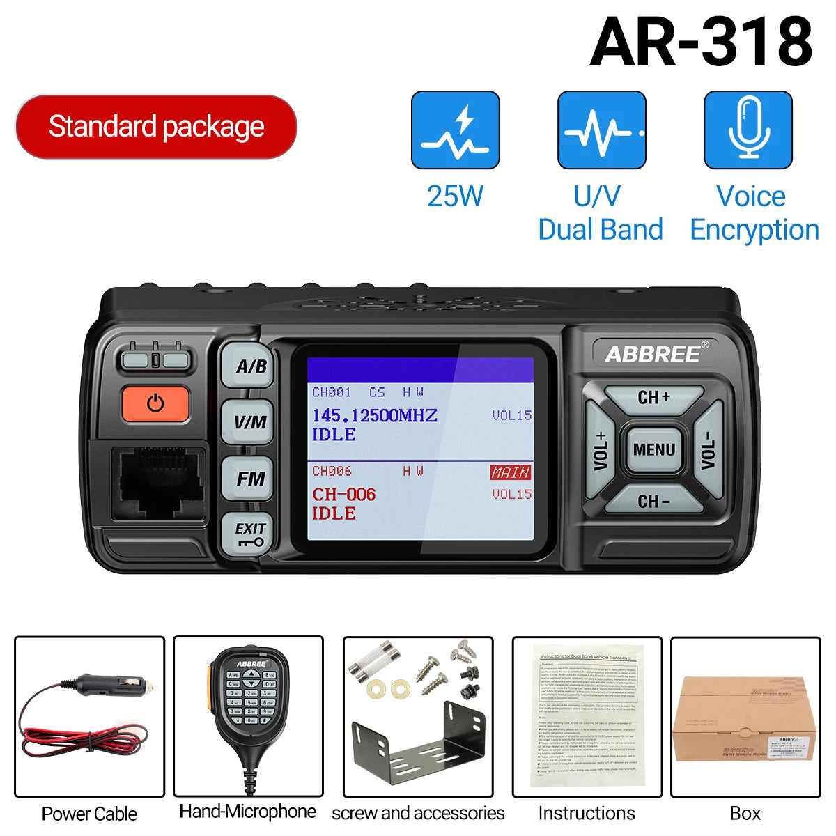 Mini Mobile Radio with Long Range Dual Band and Voice Encryption