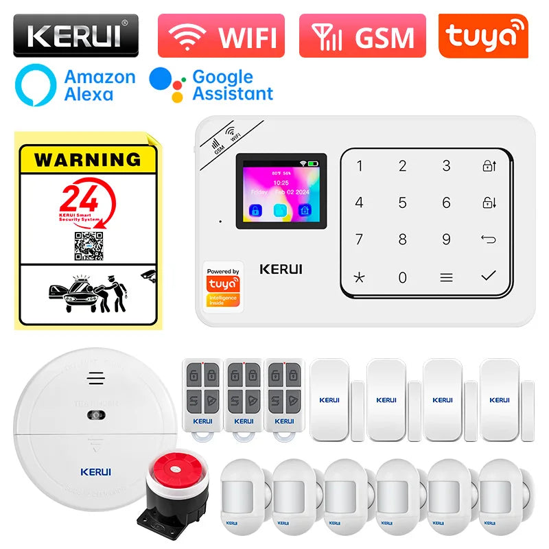 KERUI Home Alarm Kit Wireless WiFi GSM Anti-Theft with Touch Screen Tuya Smart Life App Alarm System for Security Protection - Home Smart Direct