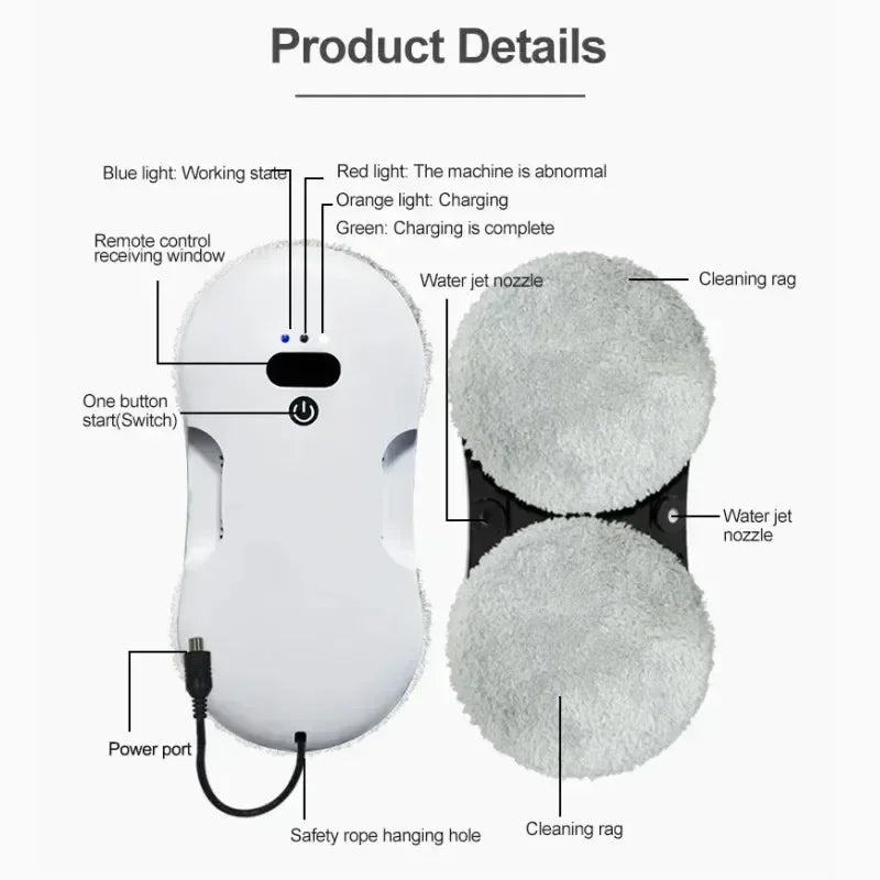 Dual Sided Spray Window Cleaning Robot for Home and Office