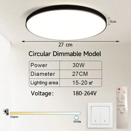 Modern LED Ceiling Light with Remote Three Color Dimming - Home Smart Direct