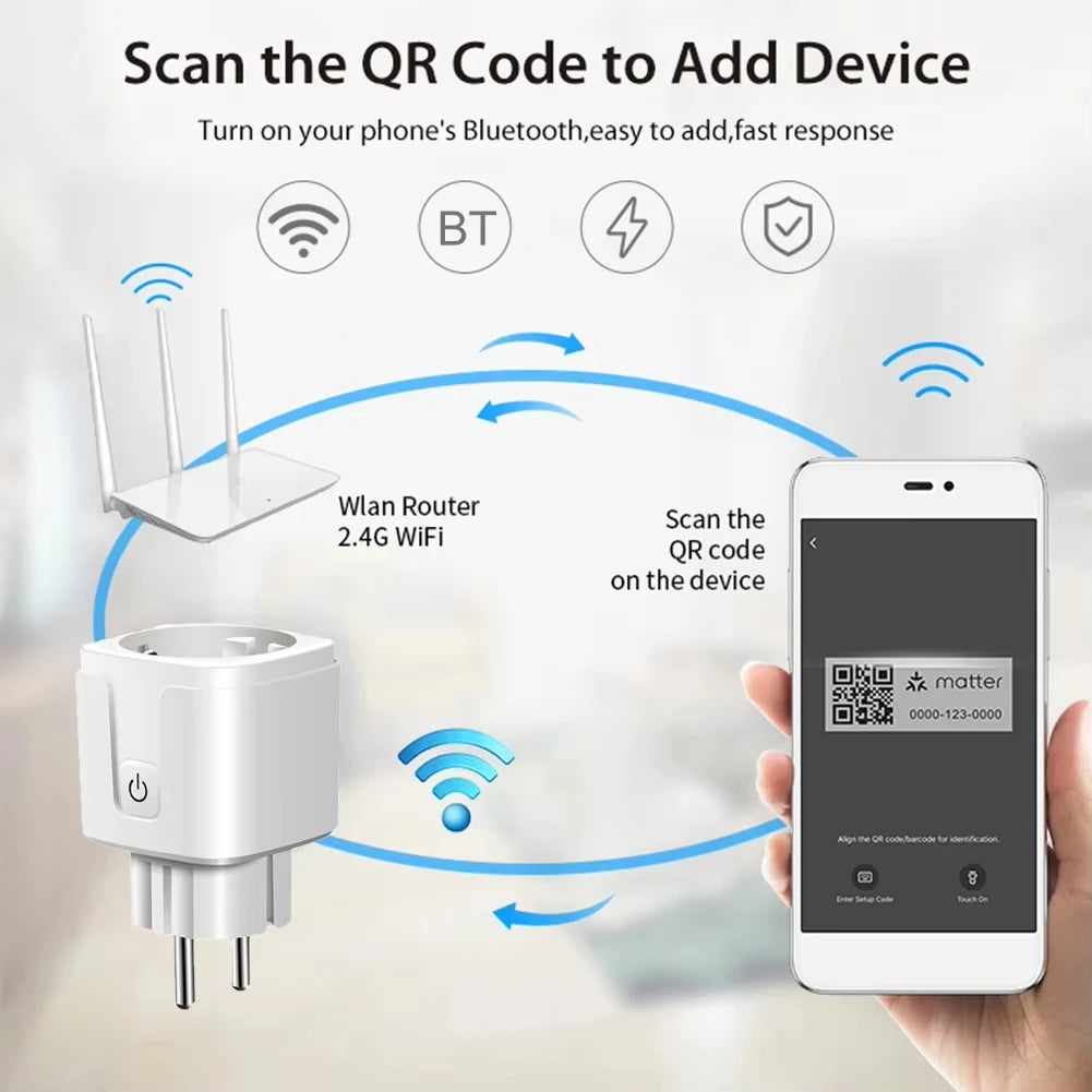 Matter WiFi Smart Socket with App and Voice Control - Home Smart Direct