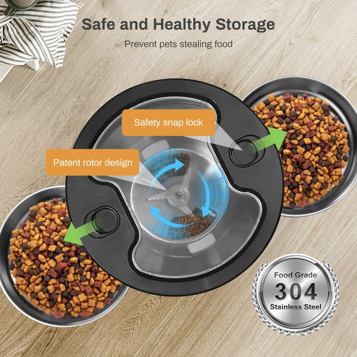 WiFi Automatic Cat Feeder with Dual Stainless Steel Bowls