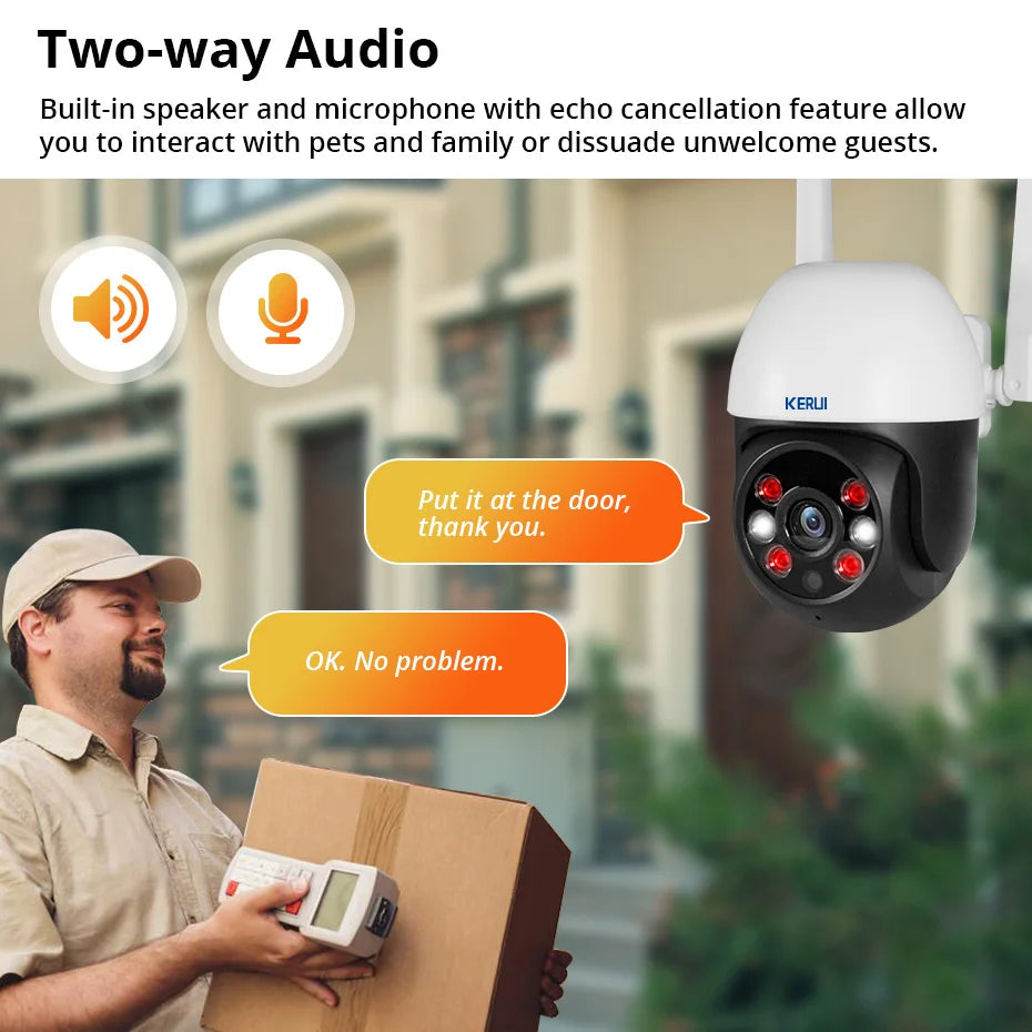 KERUI 5MP PTZ WiFi IP Wireless Camera Tuya Smart Outdoor Home Security Camera CCTV Video Surveillance - Home Smart Direct
